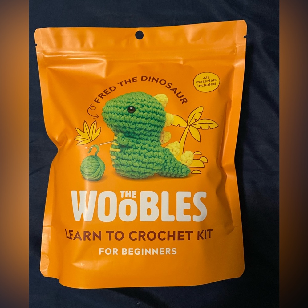 The Woobles Fred the dinosaur crochet kit
